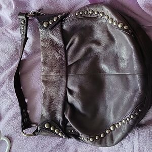 B. Markowsky Purple Leather Hobo Purse w magnetic closure. Studded outside.